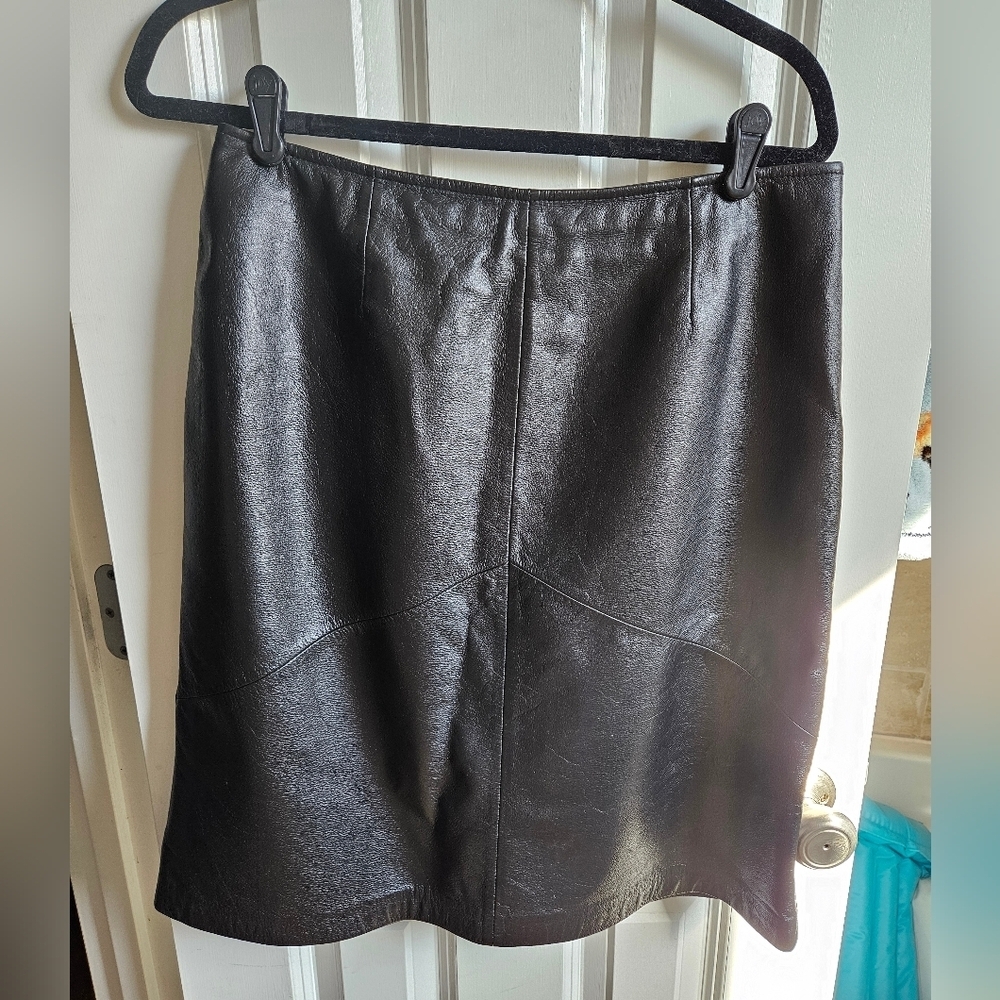 Black Faux Leather A-Line Skirt